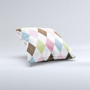 Colorful Stitched Plaid Shapes Ink-Fuzed Decorative Throw Pillow