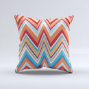 Coral & Red Chevron Zig Zag Pattern V43 Ink-Fuzed Decorative Throw Pillow