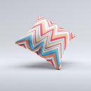 Coral & Red Chevron Zig Zag Pattern V43 Ink-Fuzed Decorative Throw Pillow
