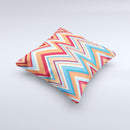 Coral & Red Chevron Zig Zag Pattern V43 Ink-Fuzed Decorative Throw Pillow