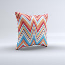 Coral & Red Chevron Zig Zag Pattern V43 Ink-Fuzed Decorative Throw Pillow