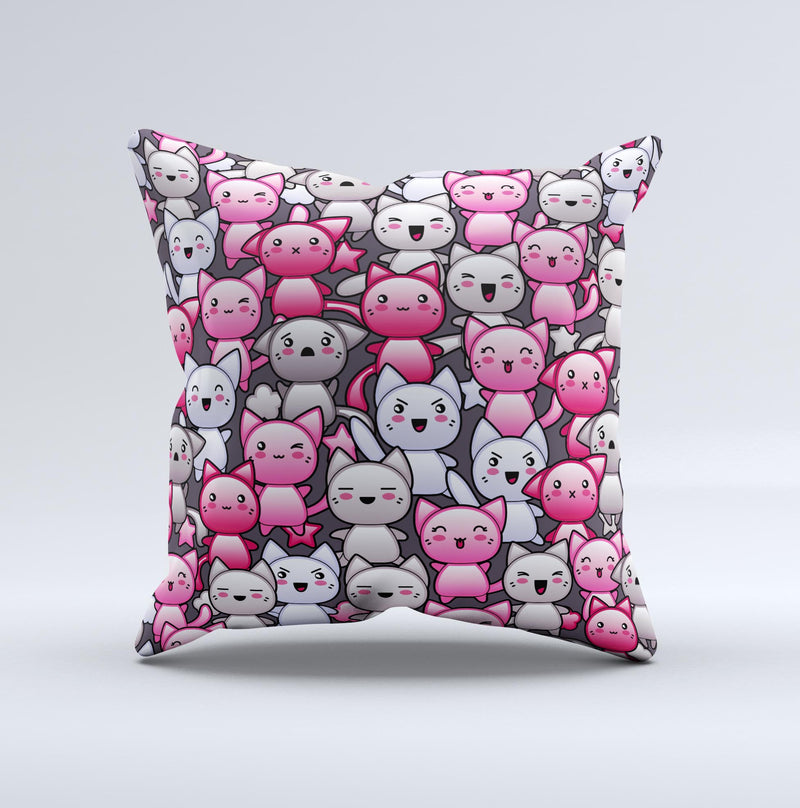 Cute Abstract Kittens Ink-Fuzed Decorative Throw Pillow