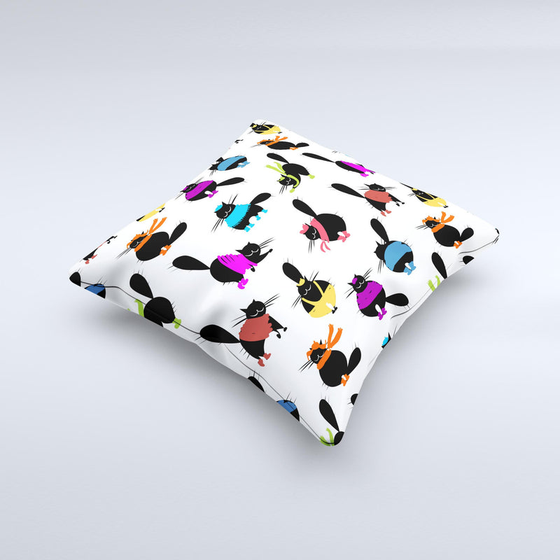 Cute Fashion Cats Ink-Fuzed Decorative Throw Pillow