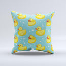 Cute Rubber Duckees Ink-Fuzed Decorative Throw Pillow