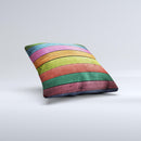 Dark Colorful Wood Planks V2 Ink-Fuzed Decorative Throw Pillow