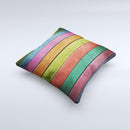 Dark Colorful Wood Planks V2 Ink-Fuzed Decorative Throw Pillow