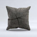 Dark Cracked Wood Stump  Ink-Fuzed Decorative Throw Pillow
