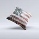 Dark Grungy Textured American Flag  Ink-Fuzed Decorative Throw Pillow