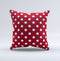 Dark Red & White Polka Dot  Ink-Fuzed Decorative Throw Pillow