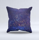 The Deep Blue with Gold Shimmering Orbs of Light ink-Fuzed Decorative Throw Pillow
