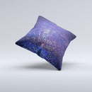 The Deep Blue with Gold Shimmering Orbs of Light ink-Fuzed Decorative Throw Pillow
