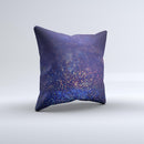 The Deep Blue with Gold Shimmering Orbs of Light ink-Fuzed Decorative Throw Pillow