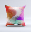 Faded Neon Painted Hearts Ink-Fuzed Decorative Throw Pillow