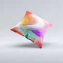 Faded Neon Painted Hearts Ink-Fuzed Decorative Throw Pillow