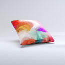Faded Neon Painted Hearts Ink-Fuzed Decorative Throw Pillow