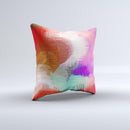 Faded Neon Painted Hearts Ink-Fuzed Decorative Throw Pillow