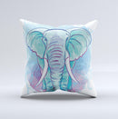 The Flourished Blue & Purple Sacred Elephant ink-Fuzed Decorative Throw Pillow