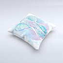 The Flourished Blue & Purple Sacred Elephant ink-Fuzed Decorative Throw Pillow