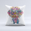 The Flourished Sacred Elephant ink-Fuzed Decorative Throw Pillow
