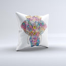 The Flourished Sacred Elephant ink-Fuzed Decorative Throw Pillow