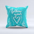 The Follow Your Heart Feathers ink-Fuzed Decorative Throw Pillow