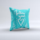 The Follow Your Heart Feathers ink-Fuzed Decorative Throw Pillow