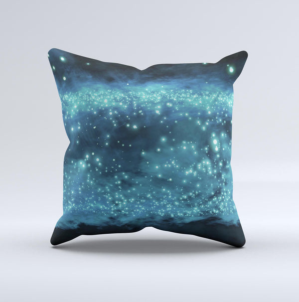 Glowing Blue Orbs of Light  Ink-Fuzed Decorative Throw Pillow