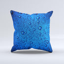 Glowing Blue Vivid RainDrops  Ink-Fuzed Decorative Throw Pillow