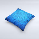 Glowing Blue Vivid RainDrops  Ink-Fuzed Decorative Throw Pillow