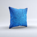 Glowing Blue Vivid RainDrops  Ink-Fuzed Decorative Throw Pillow
