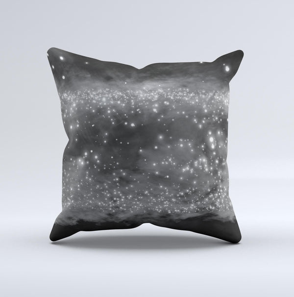 Glowing Grayscale Orbs of Light  Ink-Fuzed Decorative Throw Pillow