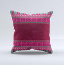 Glowing Green & Pink Ethnic Aztec Pattern Ink-Fuzed Decorative Throw Pillow