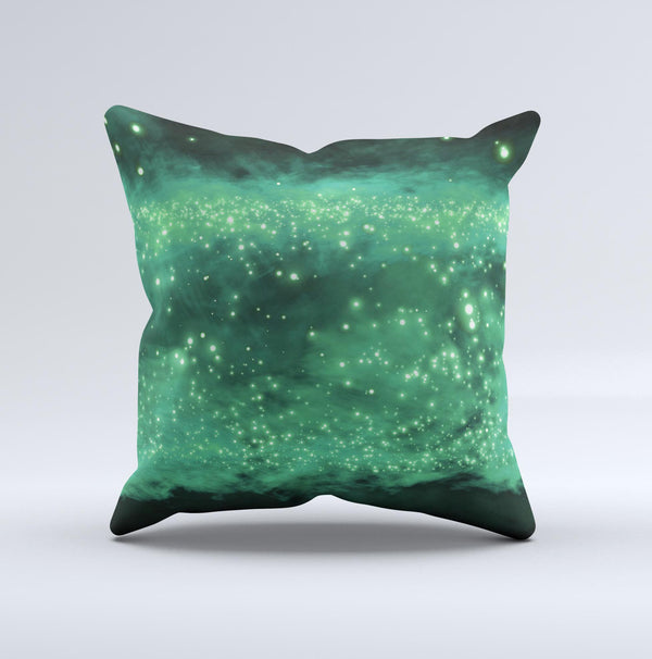 Glowing Green V2 Orbs of Light  Ink-Fuzed Decorative Throw Pillow