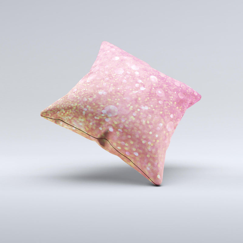 The Glowing Pink and Gold Orbs of Light ink-Fuzed Decorative Throw Pillow