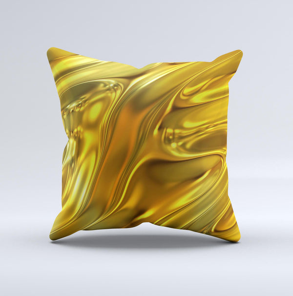 Gold Liquid Metal  Ink-Fuzed Decorative Throw Pillow