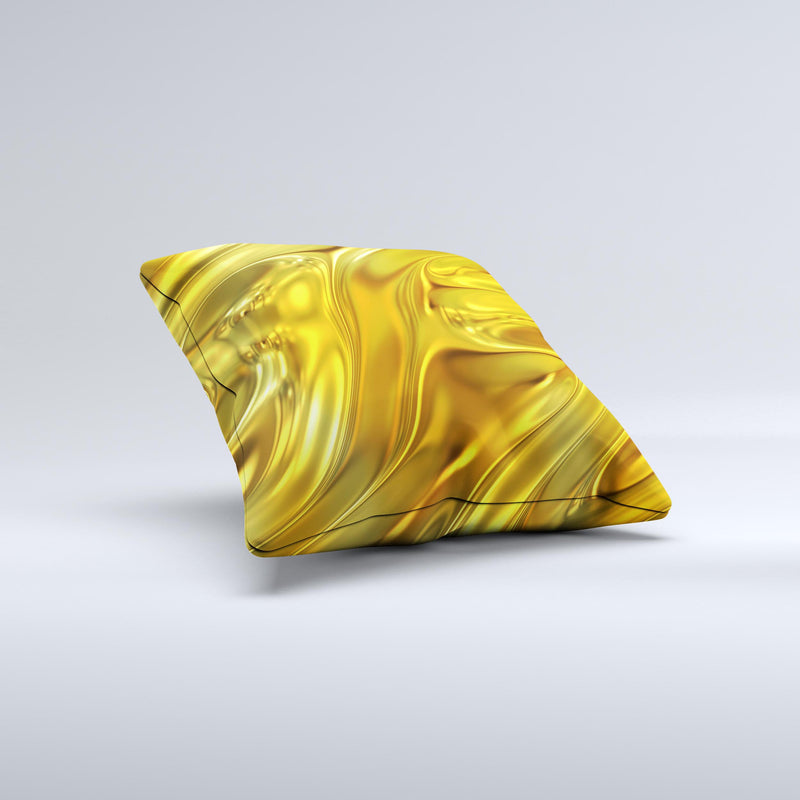Gold Liquid Metal  Ink-Fuzed Decorative Throw Pillow