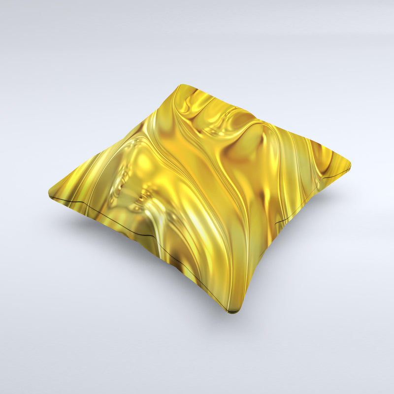 Gold Liquid Metal  Ink-Fuzed Decorative Throw Pillow