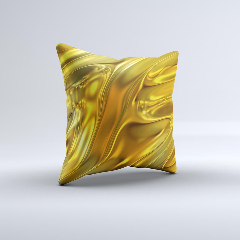 Gold Liquid Metal  Ink-Fuzed Decorative Throw Pillow