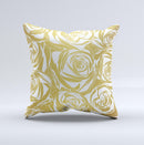 The Gold and White Roses ink-Fuzed Decorative Throw Pillow
