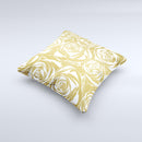 The Gold and White Roses ink-Fuzed Decorative Throw Pillow