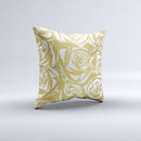 The Gold and White Roses ink-Fuzed Decorative Throw Pillow