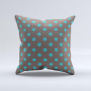 Gray & Blue Polka Dot Ink-Fuzed Decorative Throw Pillow