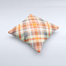 Gray & Bright Orange Plaid Layered Pattern V5  Ink-Fuzed Decorative Throw Pillow