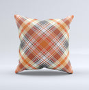 Gray & Orange Plaid Layered Pattern V5  Ink-Fuzed Decorative Throw Pillow