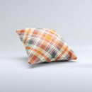 Gray & Orange Plaid Layered Pattern V5  Ink-Fuzed Decorative Throw Pillow
