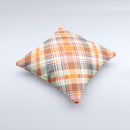 Gray & Orange Plaid Layered Pattern V5  Ink-Fuzed Decorative Throw Pillow