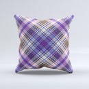 Gray & Purple Plaid Layered Pattern V5  Ink-Fuzed Decorative Throw Pillow