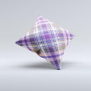 Gray & Purple Plaid Layered Pattern V5  Ink-Fuzed Decorative Throw Pillow