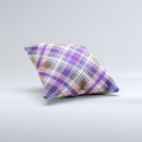 Gray & Purple Plaid Layered Pattern V5  Ink-Fuzed Decorative Throw Pillow