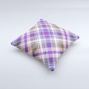 Gray & Purple Plaid Layered Pattern V5  Ink-Fuzed Decorative Throw Pillow